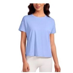 Crz Yoga -  Pima Cotton Crewneck Short Sleeve Top in periwinkle